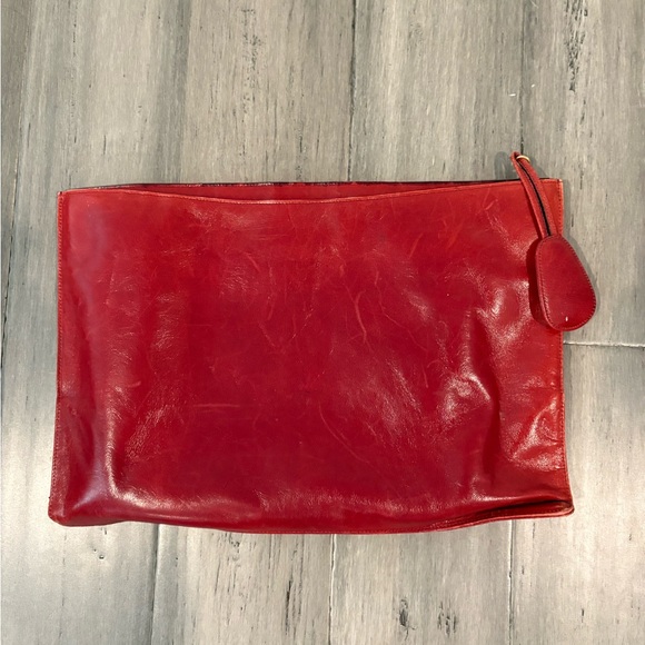 Bloomingdale’s Vintage Red Leather Clutch - Picture 1 of 3